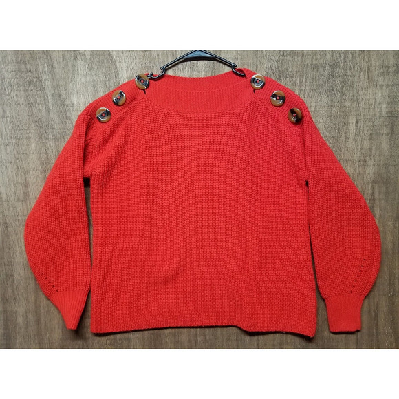 Philosophy Wmns Size M Sweater Long Sleeve Button Detail Oversized Pullover Red - Picture 1 of 8